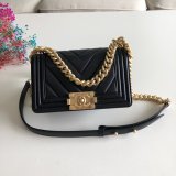 Luxury CC V Le Boy Copy 7 Star Black Bags lambskin 20cm