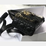 Dior High Quality Wholesale Black/White Lady Dior Cannage Tech Pouch 26cm