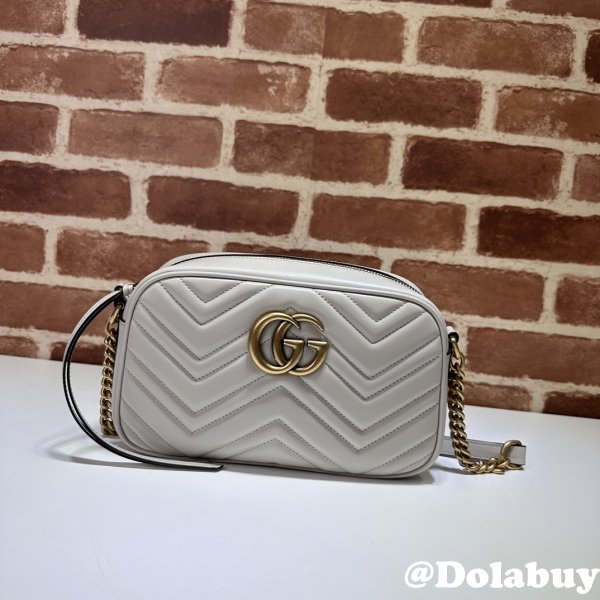 Light Grey 1:1 Mirror 447632 Copy GG Marmont Small Matelassé Shoulder Bag