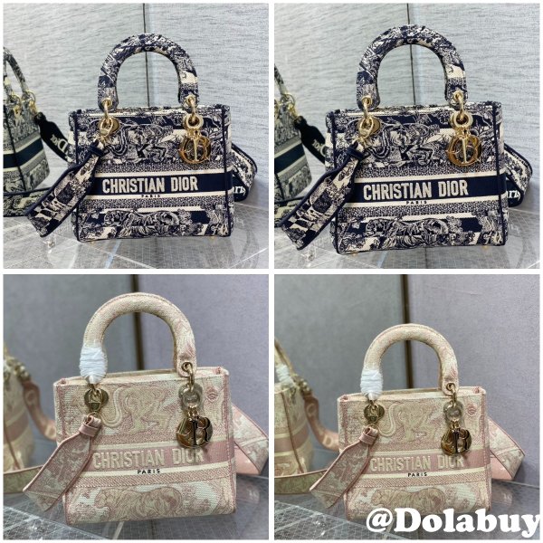 Top Quality Fake Lady Embroidery Canvas Dior 24CM High Quality bag Bag