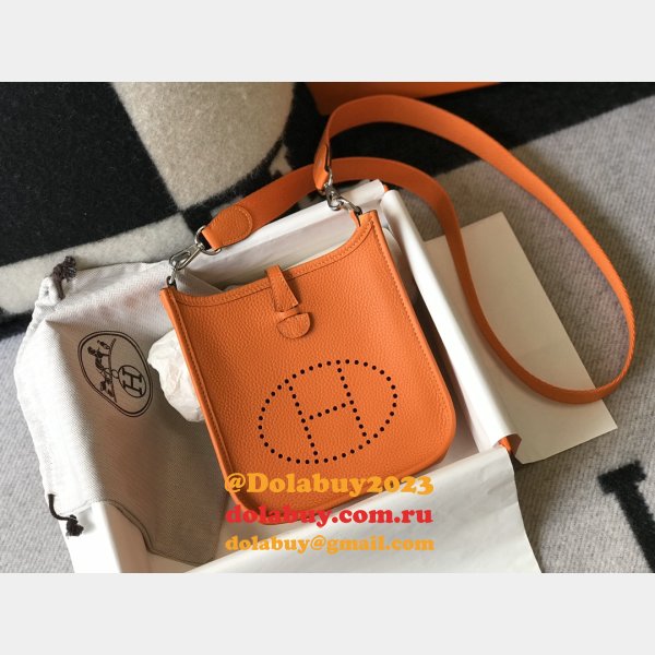 Hermes Bags 1:1 Mirror Mini Evelyne Orange