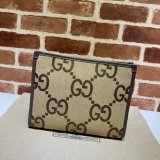 Gucci 1:1 Mirror 699318 Clutches Jumbo GG pouch camel ebony GG canvas