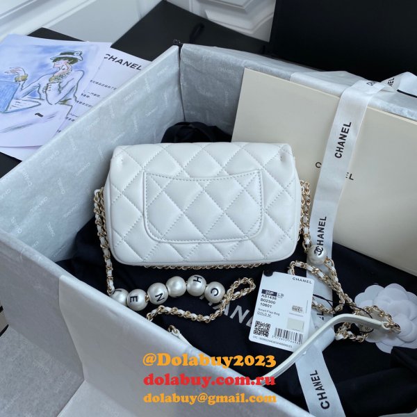 CC Knockoff Pearl CF Classic Flap 18cm Black/White Bags