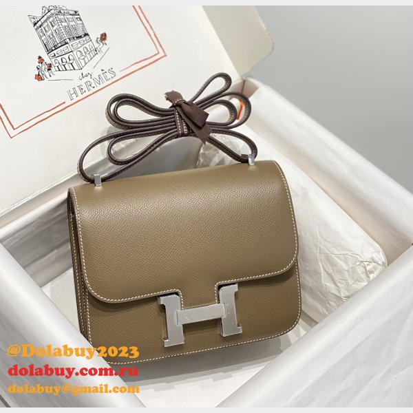 Hermes Constance Bag 18cm Epsom Leather Elephant grey Copy