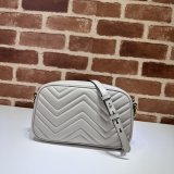 Light Grey 1:1 Mirror 447632 Copy GG Marmont Small Matelassé Shoulder Bag