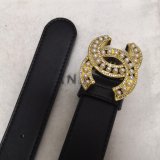 Luxury 1:1 Mirror CC Double C Belt Black Width 3.0cm 1137