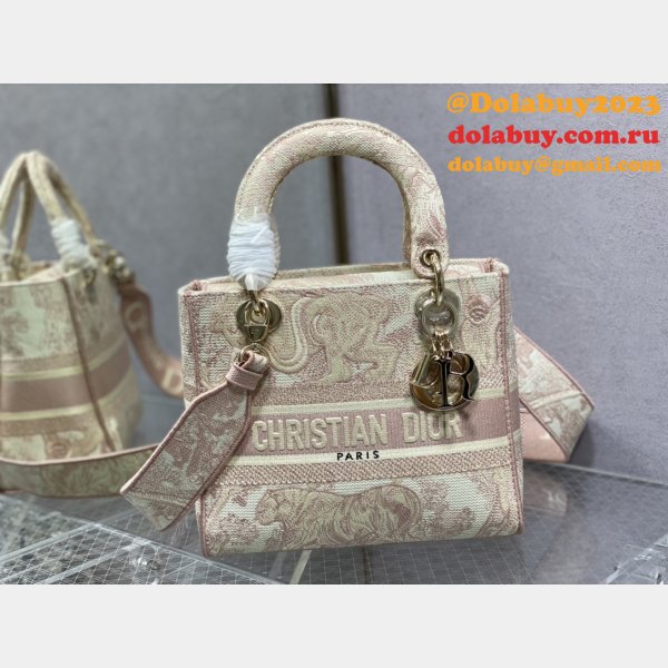 Top Quality Fake Lady Embroidery Canvas Dior 24CM High Quality bag Bag