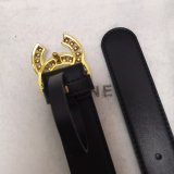 Luxury 1:1 Mirror CC Double C Belt Black Width 3.0cm 1137