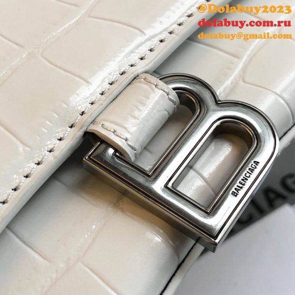 Knockoff Balenciaga White Hourglass Leather Top Handle Bag