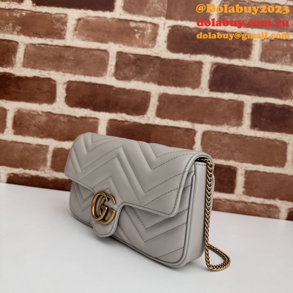 Knockoff Crossbody Gucci Copy 751526 GG Marmont Light-Grey Bag