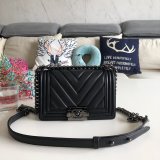 Luxury CC V Le Boy Copy 7 Star Black Bags lambskin 20cm