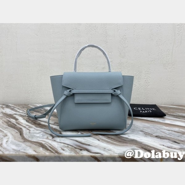 Celine Duplicate Grained Calfskin Nano Belt Bag Blue