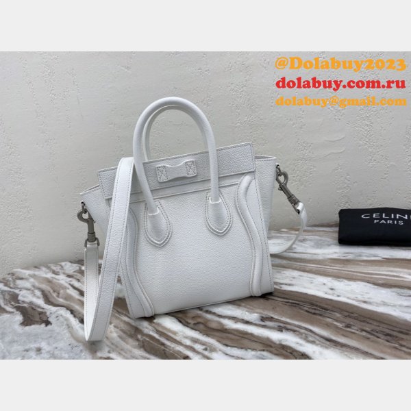 Buy Online Celine White Nano Luggage Bag-168243 Duplicate