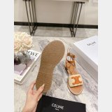 High Quality bag Celine LYMPIA FLAT STRAP SANDAL in RAFFIA & CALFSKIN