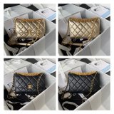 Luxury Inspired AS3241 Flap Bag Strass & Gold-Tone Metal Lambskin