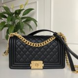 AAA+ CC Le Boy  Luxury Best Black Bags Caviar 25cm