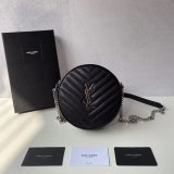 Inspired YSL Vinyle round camera bag 610436 chevron-quilted