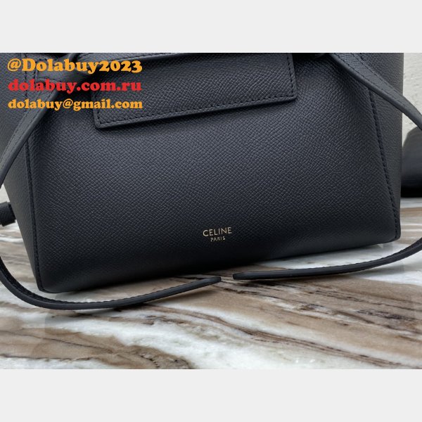 Wholesale Celine Leather Nano Belt Bag in Black