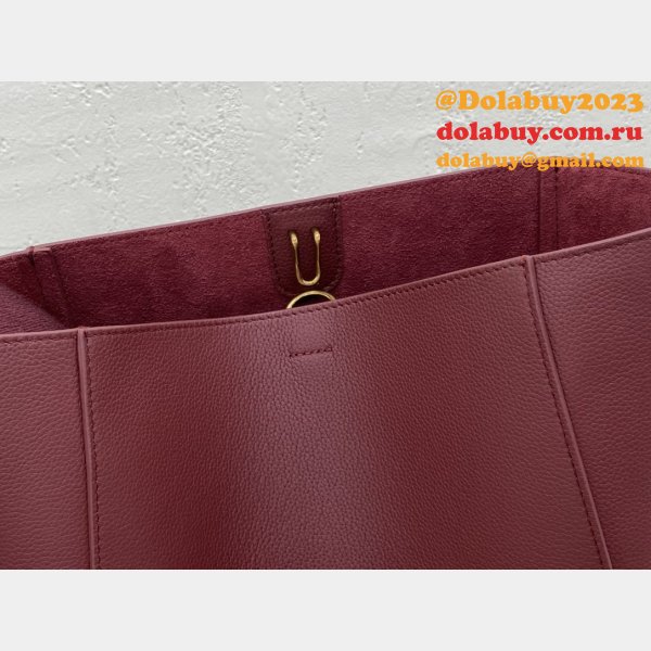 Women's Sangle bucket Designer Celine bag Wine red grained calfskin