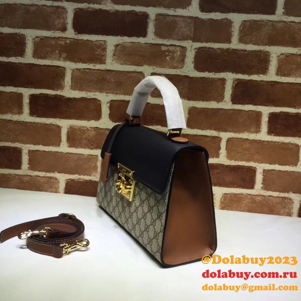 Gucci Knockoff 453188 GG Supreme Padlock Small Top Handle Bag