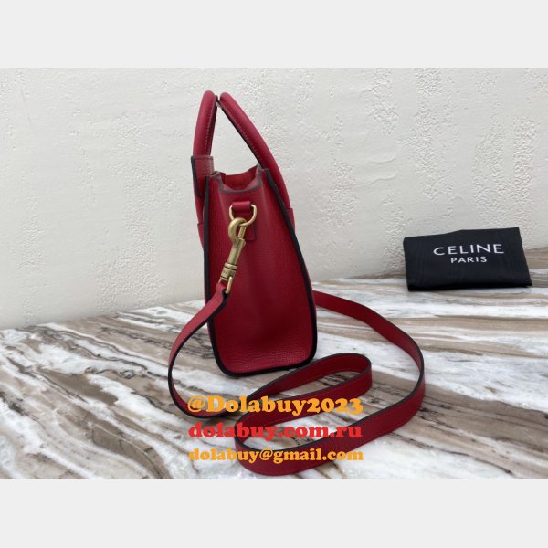 Celine Copy Red Luggage Nano Shopper 168243 Women's Leather