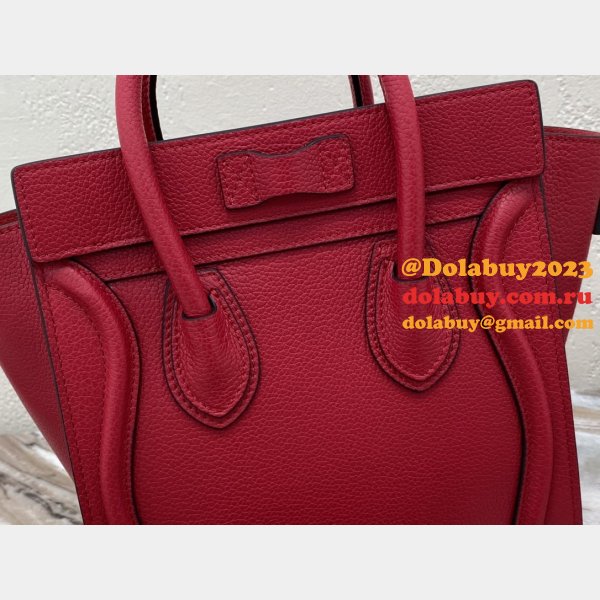 Celine Copy Red Luggage Nano Shopper 168243 Women's Leather