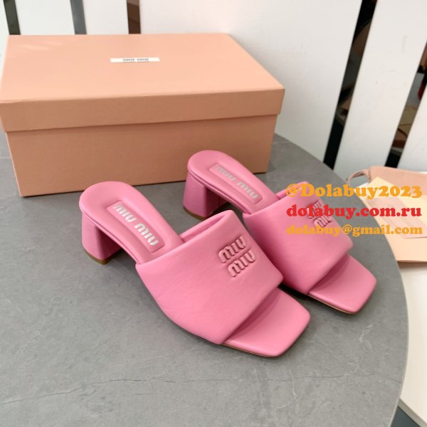 Miu Miu Fashion Bread Slippers Heel Sandals Shoes