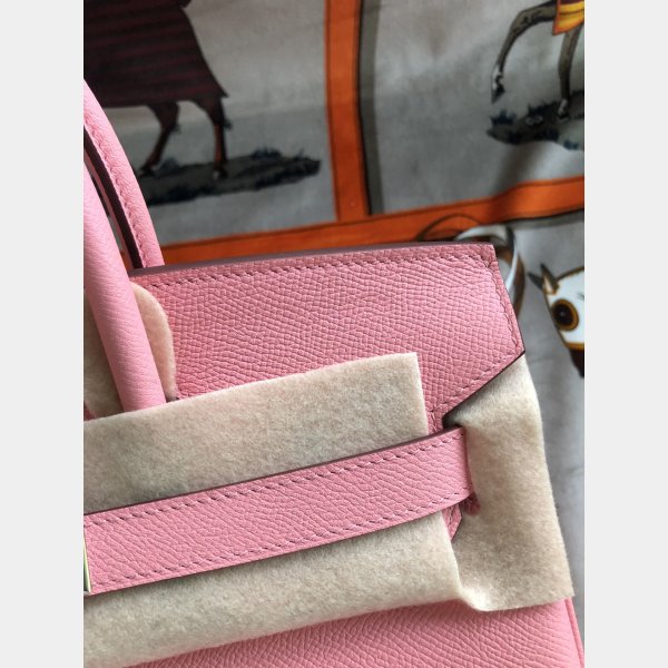 Hermes Birkin Epsom leather Handbags Pink Silver Knockoff