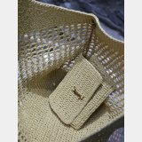 Luxury YSL I CARE 698651 raffia weaving shopping Y bag