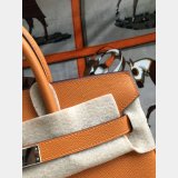 Hermes Birkin Epsom leather Handbags Orange Silver AAA+