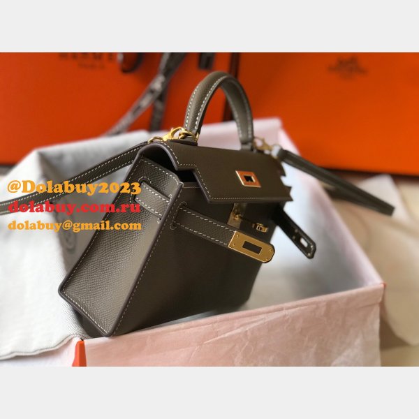 7 Star Hermes Mini Kelly Epsom leather Earthy Gray Bags