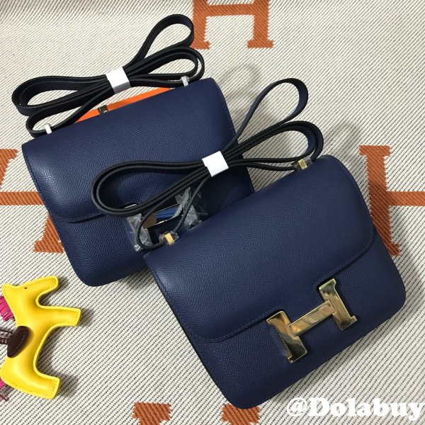 Hermes Constance Bag 18cm Epsom Leather dark blue Wholesale