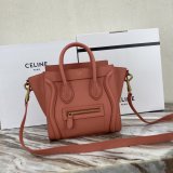 Duplicate Celine Pink Nano Luggage bag in drummed calfskin