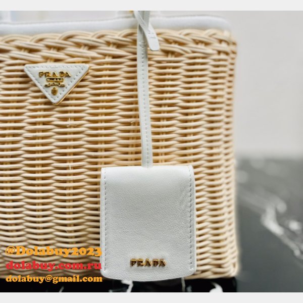 Top Quality 7 Star prada Wicker and canvas tote bag