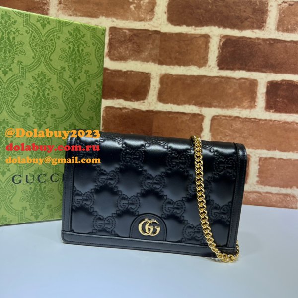 Gucci Our Best Designer 723787 GG Matelassé Chain Wallet