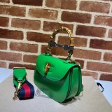 Fashion Gucci Copy 675797 Small top handle pink/green bag with Bamboo