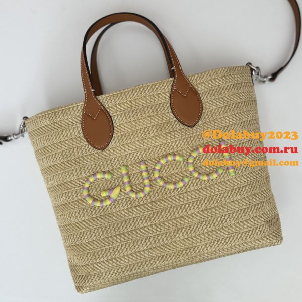 Gucci Fake 779671 Tote Women Straw-effect Natural Straw Effect Raffia