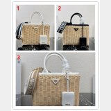 Top Quality 7 Star prada Wicker and canvas tote bag