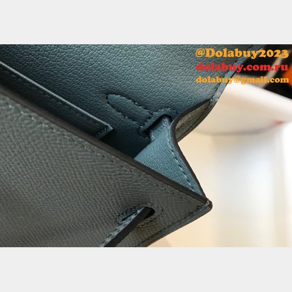 Hermes Duplicate Mini Kelly Epsom leather ArmyGreen Bags