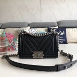 Luxury CC V Le Boy Copy 7 Star Black Bags lambskin 20cm