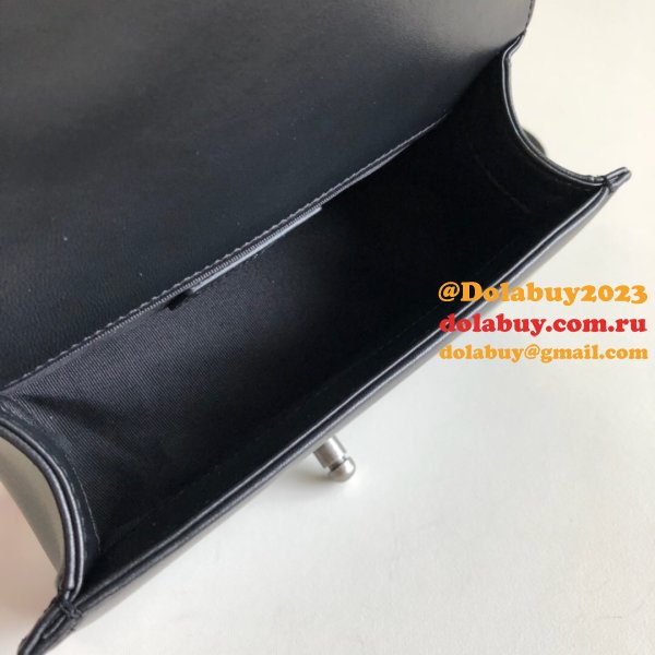 High Quality CC Le Boy 7 Star Best Black Bags lambksin 20cm