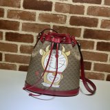 Wholesale Doraemon x Gucci small bucket 655597 red bag